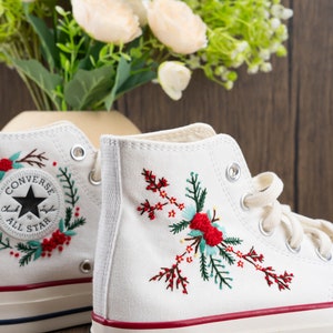 Custom Converse Chuck Taylor Embroidered,Custom Embroidered Wedding Sneakers,Bridal Flowers Embroidered Shoes,Personalized Bride Sneakers