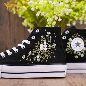 embroidered converse,Custom converse,Custom Converse Platform,Wedding Flowers,Embroidered Platform Shoes,Bridal Converse,Bridal Sneakers