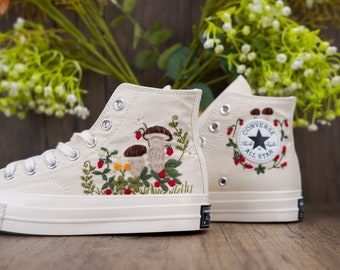 Custom Converse Chuck Taylor Mushrooms Embroidered Converse Shoes/ Mushrooms Embroidered Converse Custom/ Mushrooms Embroidered Sneakers