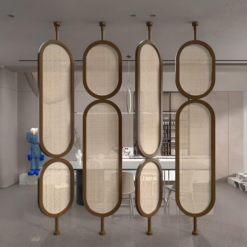 Privacy Screen Mid Century Modern Arch Rattan Cane bing Etsy