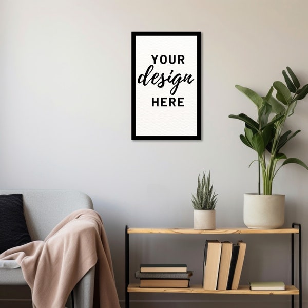 Frame Mockup, Natural Wood Square Vertical Horizontal  Single Frame Boho Wall Art Display Mock up, Digital Art Mockup,Print on demand mockup