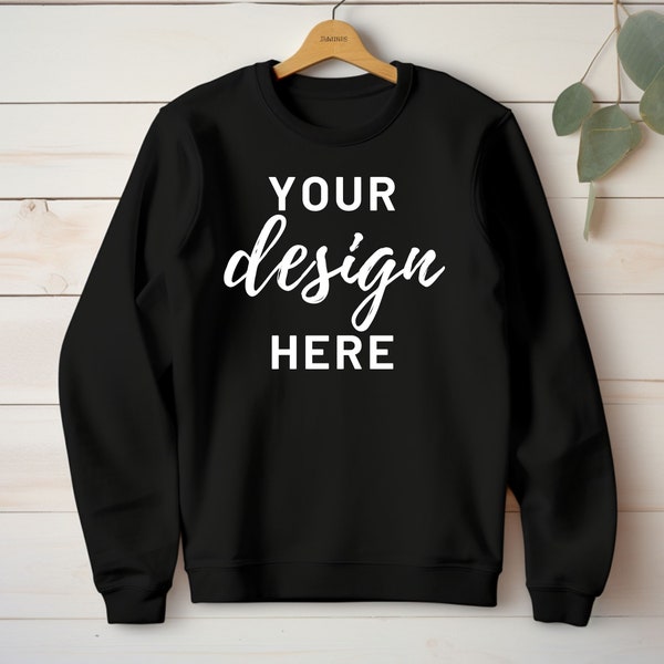 Maglione nero Mockup Nero Gildan 18000 Mockup Nero Gildan Felpa Mockup Foto maglione nero Jpg Download digitale