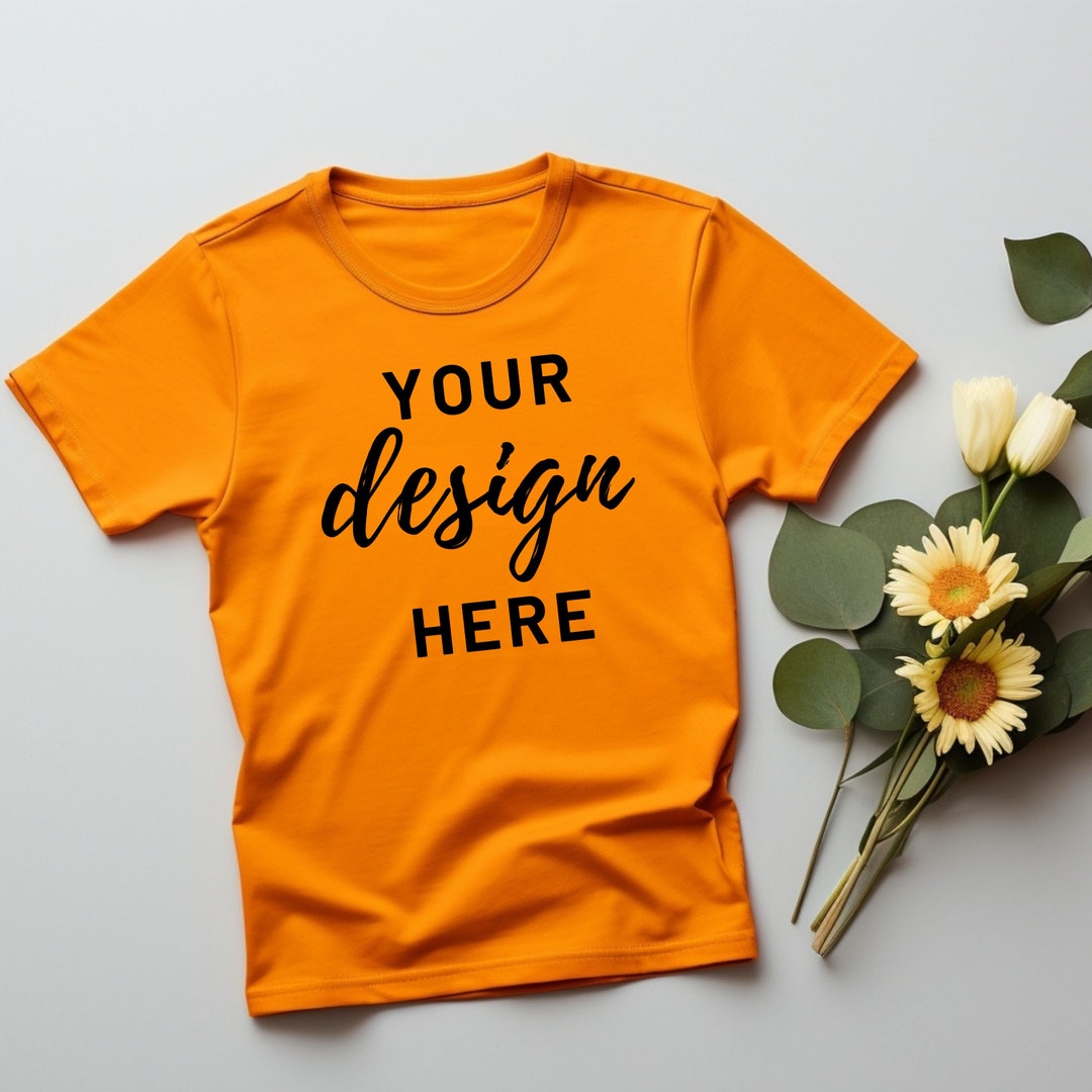 Bella Canvas 3001 Orange Tshirt Mockup Modern Tshirt Mockup Photo ...