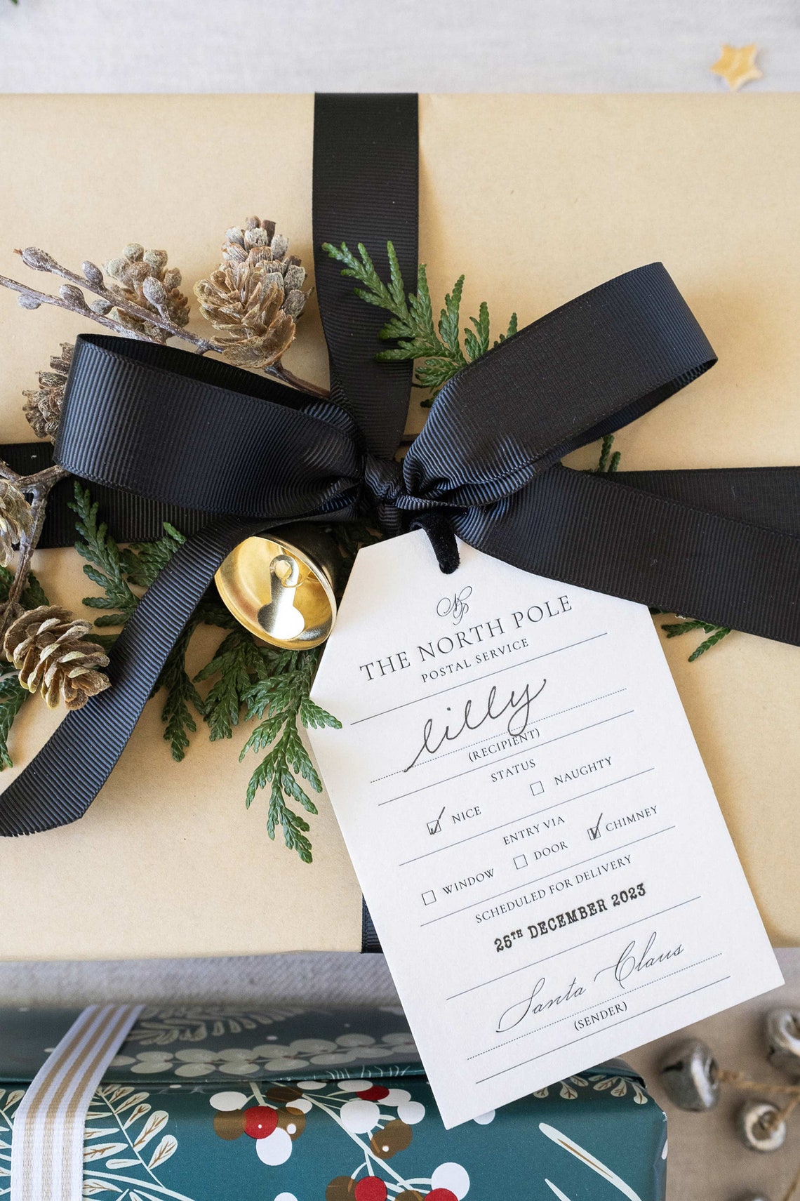 North Pole Postal Service Letterpress Gift Tag | Premium Christmas Gift ...