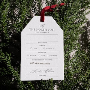 North Pole Post Service Letterpress Geschenkanhänger | Premium Weihnachtsgeschenkanhänger | Kinder Geschenkanhänger