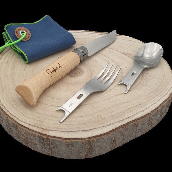 Set Opinel n 08 picnic à personnaliser  avec fourchette et cuillère - couteau à graver