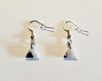 White and Black Triangle Earrings