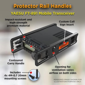 Personalizable Carry Handles for Yaesu FT-891 Mobile Transceiver