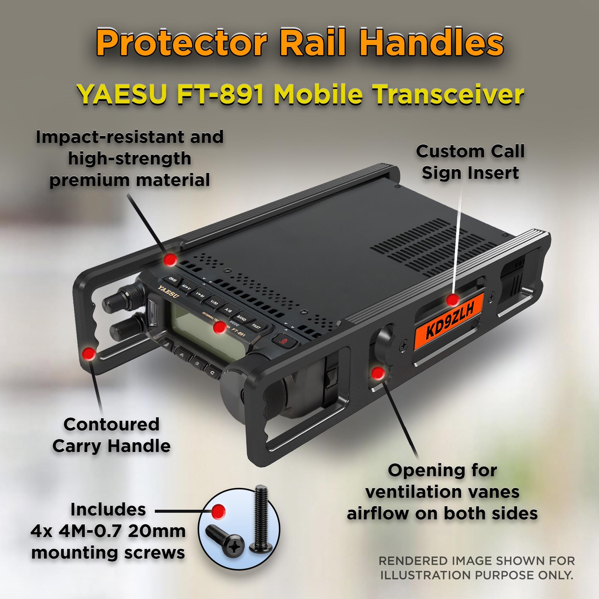 Personalizable Carry Handles for Yaesu FT-891 Mobile Transceiver