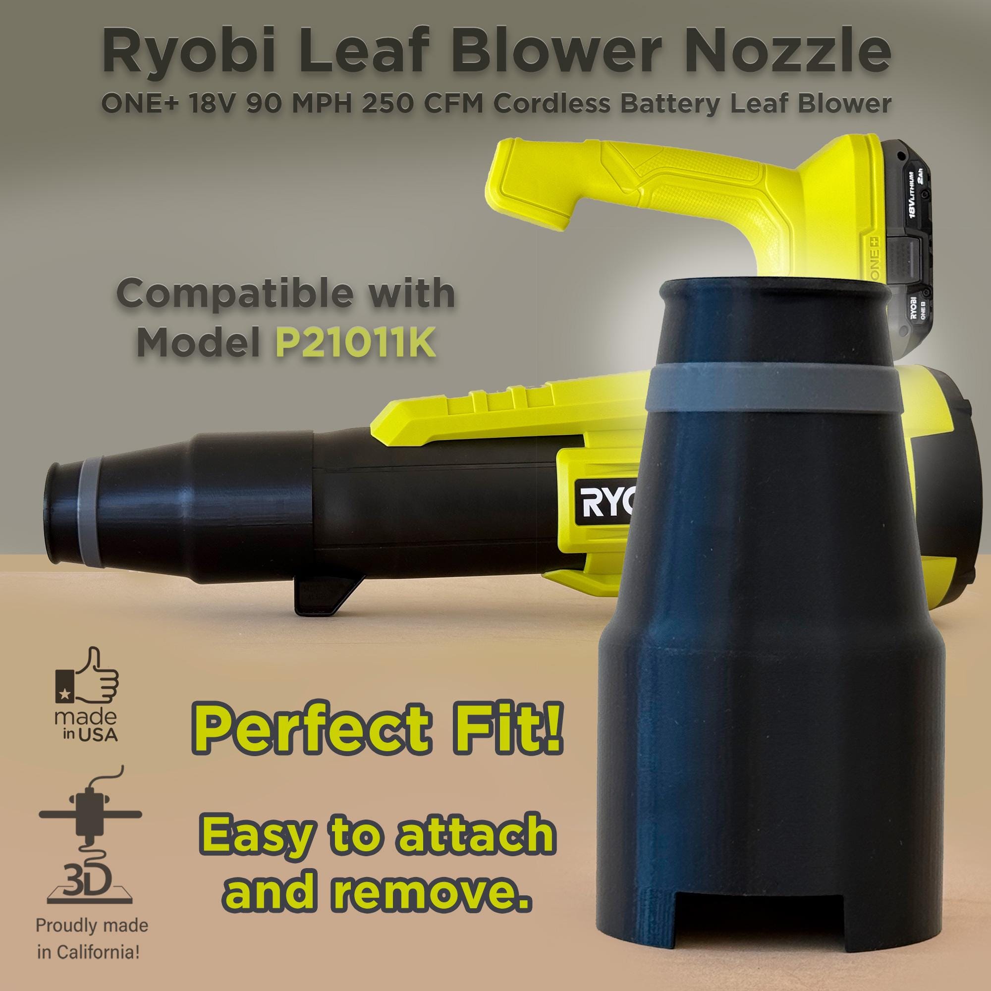 Car Drying Nozzle for RYOBI 18V ONE+ 250 CFM Blower Model P21011