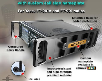 Personalizable Carry Handles for YAESU FT-991 and FT-991A Radio Transceivers with custom call sign