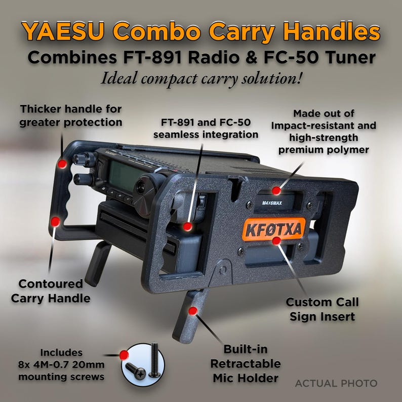 YAESU Combo Carry Handles for FC-50 Tuner and FT-891 Radio image 1