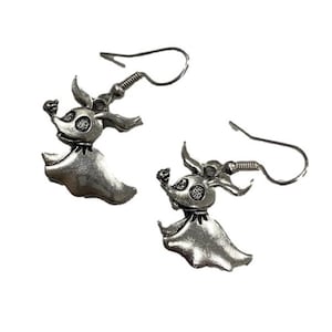 Zero Ghost Dog Nightmare Before Christmas Silver Alloy Drop Dangle Earrings