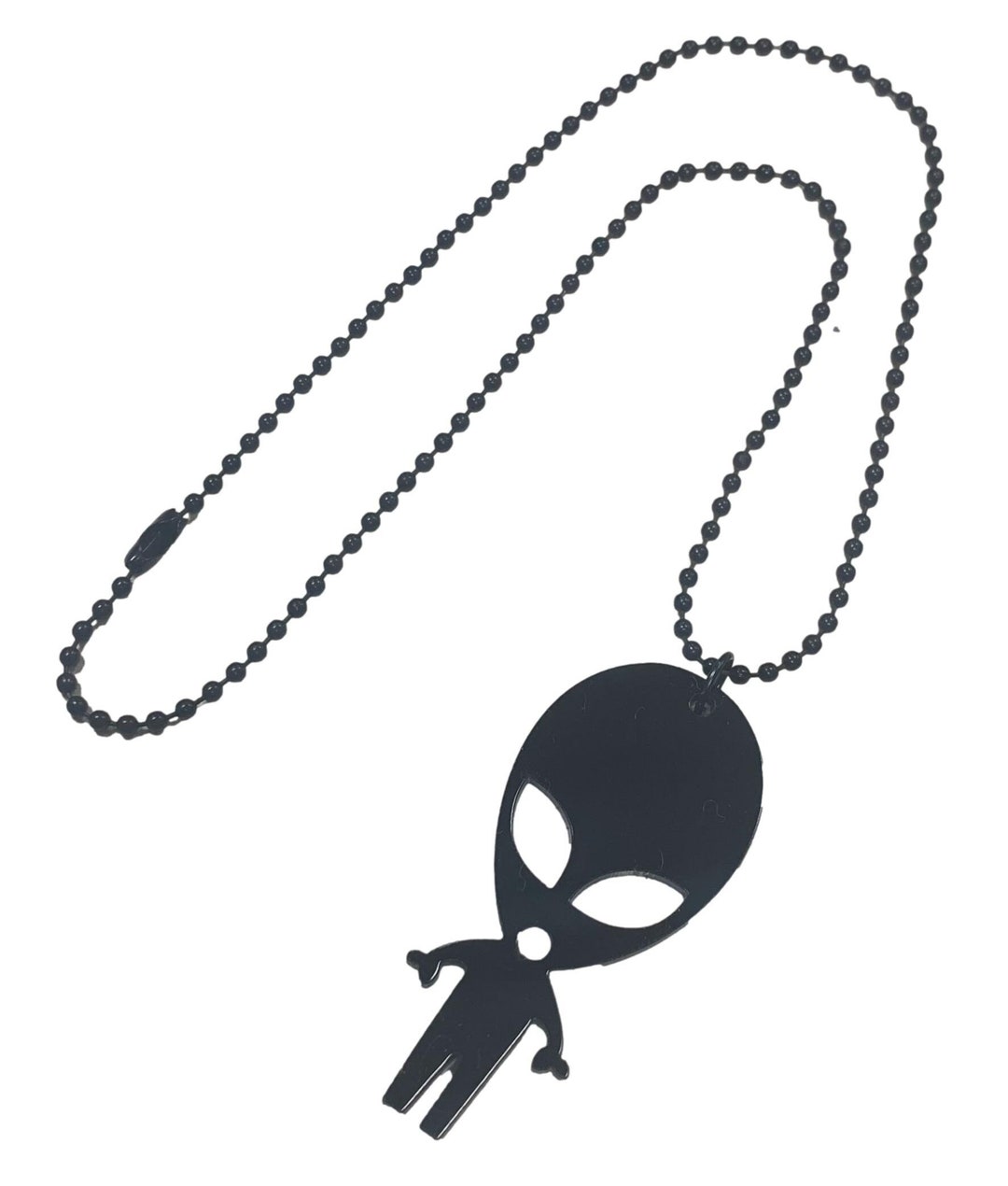 Statement Space Alien 3D Laser Cut Black Acrylic Pendant Ball Chain ...
