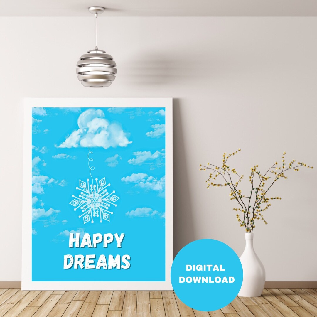 Happy Dreams Bedroom Printable Decor Dream Wall Art Sleep Etsy
