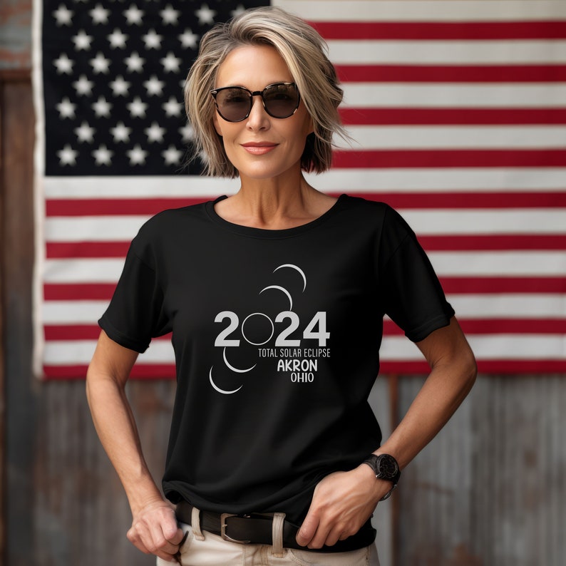 Total Solar Eclipse 2024 Tshirt Akron Ohio Solar Eclipse 2024 Etsy