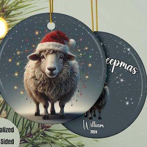 Personalized Christmas 2025 Sheep Ornament,Christmas Gift,Custom Merry Sheepmas Xmas Ornaments,Sheep Lover Gift,Farm Animal Xmas Decoration