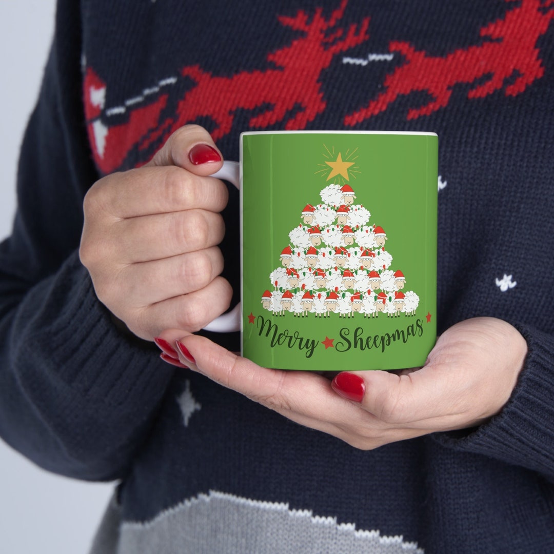 Christmas Sheep Tree Mug,sheep Tree Coffee Cup,farm Animal Mug ...