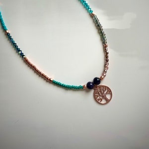 Handmade Beaded Necklace with Tree of Life Pendant