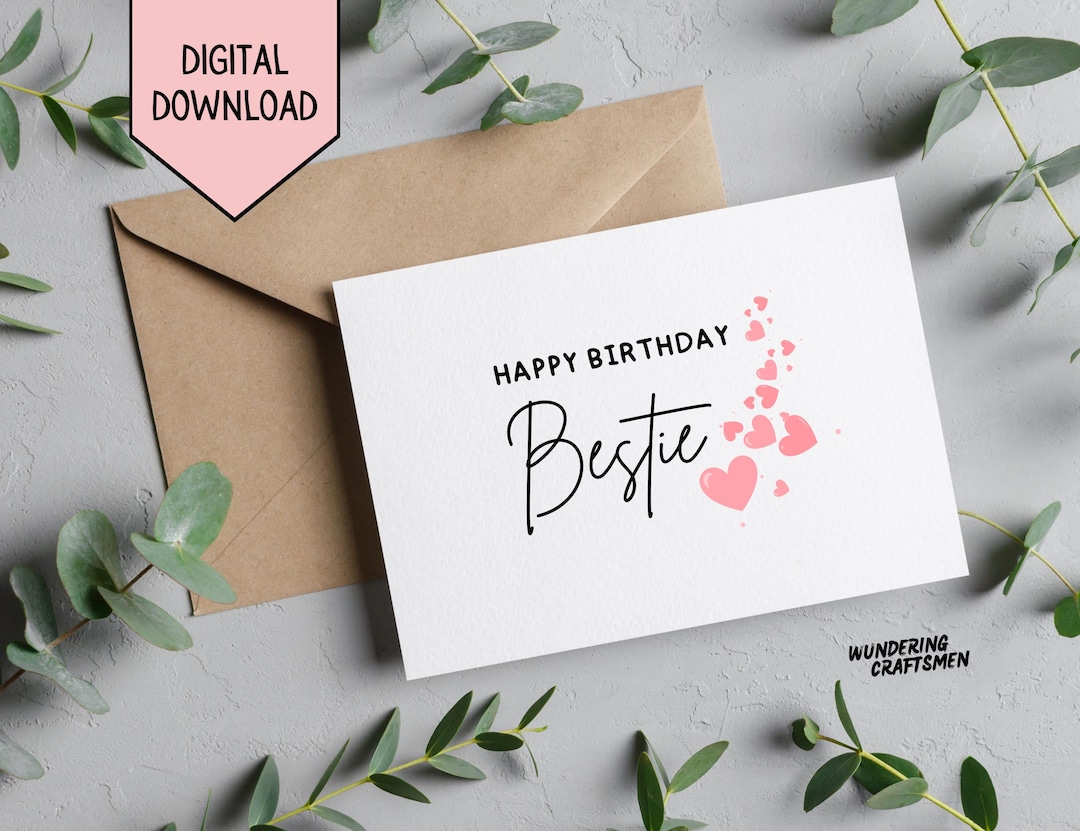 Editable Bestie Birthday Card Digital Happy Birthday Card for Best ...
