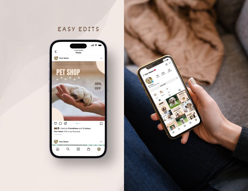 Pet social media content templates for Instagram