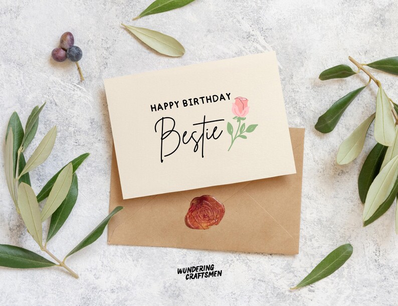 Personalised Bestie Birthday Card – For 13th, 14th, 16th, 18th, 21st, 30th – Flower Theme, UK Made