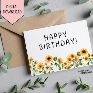Tarjeta de cumpleaños floral editable para Bestie Tarjeta de feliz cumpleaños digital Impresión en casa Idea de regalo para el cumpleaños del mejor amigo Regalo de amistad personalizado