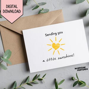 Enviándole una pequeña tarjeta Sunshine Tarjeta personal de ánimo Imprimir en casa Tarjeta de felicitación Bff Pensando en su tarjeta Irradiar positividad Idea de regalo