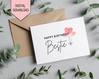 Editable Bestie Birthday Card Digital Happy Birthday Card for Best friend Personalised Gift Idea for Bestie Birthday Custom Friendship Gift