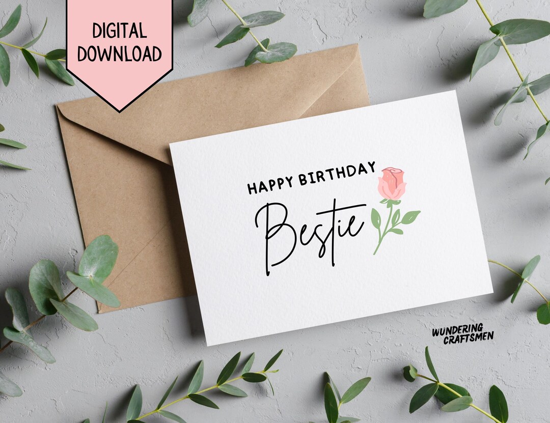 Editable Bestie Birthday Card Digital Happy Birthday Card for Best ...
