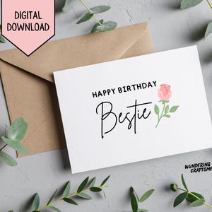 Carte d'anniversaire modifiable Bestie Carte de joyeux anniversaire numérique pour meilleur ami Idée cadeau personnalisée pour Bestie Carte d'anniversaire pour Bestie