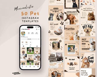 Pet Care Instagram Template Pet Shop Social Media Pet Grooming Instagram Content for Dogs Editable Canva Templates Pet Marketing Toolkit Vet