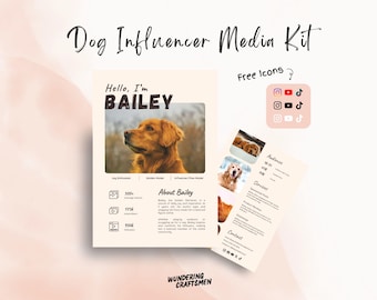 Dog Influencer Media Kit Pets Social Media Starter Kit Template Editable Design Pet Brand Posts Media Package Pet Marketing Starter Kit Dogs