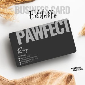 Premium Pet Groomer Business Card Template Dark Theme Sleek Pet Walking Business Card Pet Boarding Namecard Template Dog Groomer Starter Kit