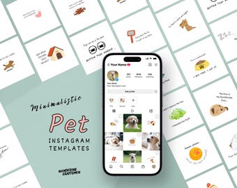 Customizable Pet Instagram Templates Social Media Posts Planner Pet Content for Dog Influencer Editable Designs Canva Pet Business Marketing