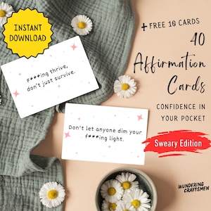 Cartões motivacionais palavrões para mulheres Baralho de afirmação durão Citações ousadas e fortalecedoras Mensagens inspiradoras Confiança Afirmações engraçadas