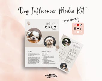 Dog Influencer Media Kit Template Pet Social Media Pet Influencer Editable Canva Template Cat Media Kit Dog Press Kit Pet Influencer Toolkit