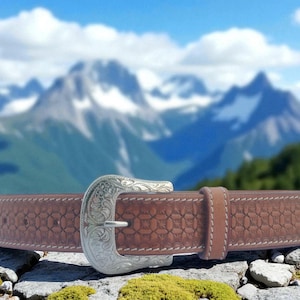 Hand Tooled Western Leather Belt: Full Grain Cowboy Belt