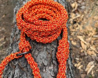 Paracord Dog Slip Leash - Sunburst Leash - Braided Pet Lead with Metal Ring