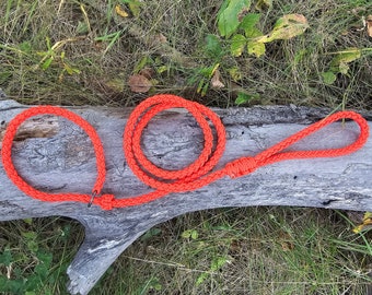 Paracord Dog Slip Leash - Orange Leash - Braided Pet Lead with Metal Ring
