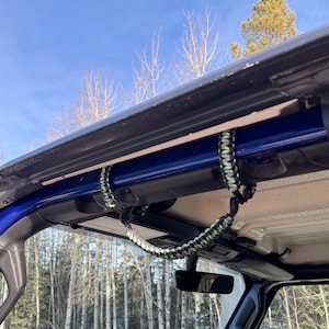 Roll-Bar Grab Handles - Paracord Grips - Reversible Roll Bar Mount - Grey Lime Mix