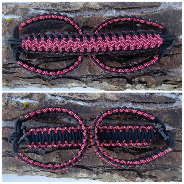 Neon Pink Diamond/Black Jeep Roll-Bar Grab Handles - Paracord Grips - Reversible Roll Bar Mount