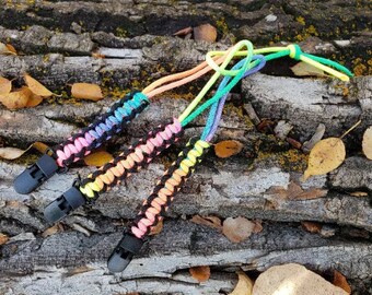 CLEARANCE Rainbow Tie dye Paracord Soother Clips - Paracord Baby Pacifier Clips - Baby Gifts - Baby Shower- Newborn Gift