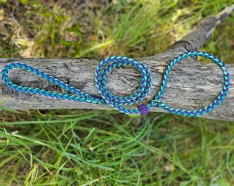 Paracord Dog Slip Leash - Training Leash - Braided Pet Lead with Metal Ring