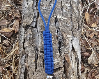 10 Inch Blue Paracord Soother Clip with Wooden Clip - Paracord Baby Pacifier Clips - Baby Gifts - Baby Shower- Newborn Gift