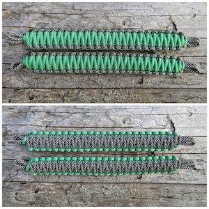 Roll Bar Paracord Bolt-In Style Grab Handles - Mint and Diamond Silver - Compatible with Jeep Wrangler/Gladiator and Ford Bronco