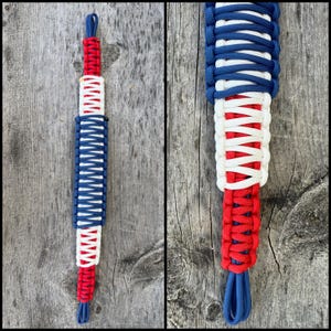 MEGA Roll Bar Paracord Bolt-In Style Grab Handles - Red White and Blue - Compatible with Jeep Wrangler/Gladiator and Ford Bronco