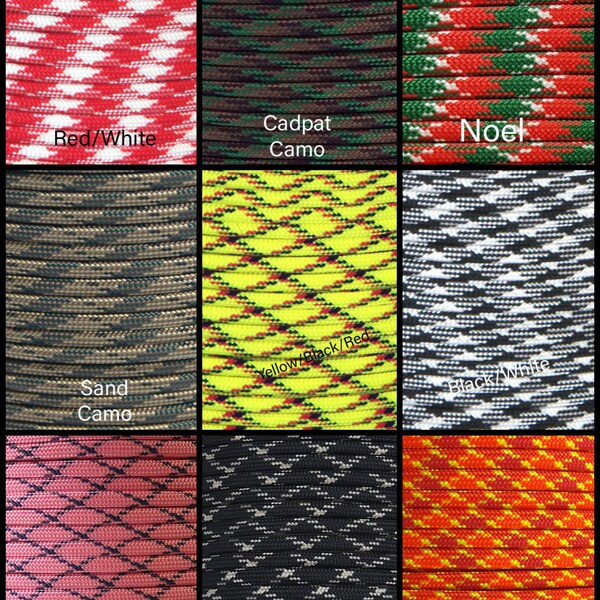 7 Strand 550 Nylon Paracord Multi Colors 10, 25, 50, 100 Foot Parachute Cord Hanks Made in North America