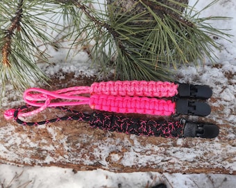 CLEARANCE Pink Paracord Soother Clips - Paracord Baby Pacifier Clips - Baby Gifts - Baby Shower- Newborn Gift