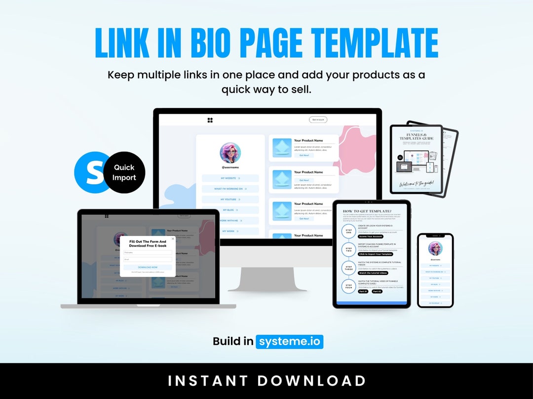 Link in Bio Premium Template Built in Systeme.io - Etsy